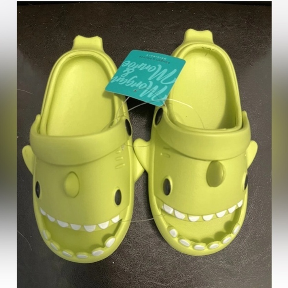 Toddler Slides Sandals Water Shoes Green Shark Monster Size 11